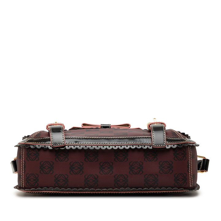 LOEWE Sequins à finitions Anagram PVC Coated Toile Double Buckle à rabat Sac bandoulière