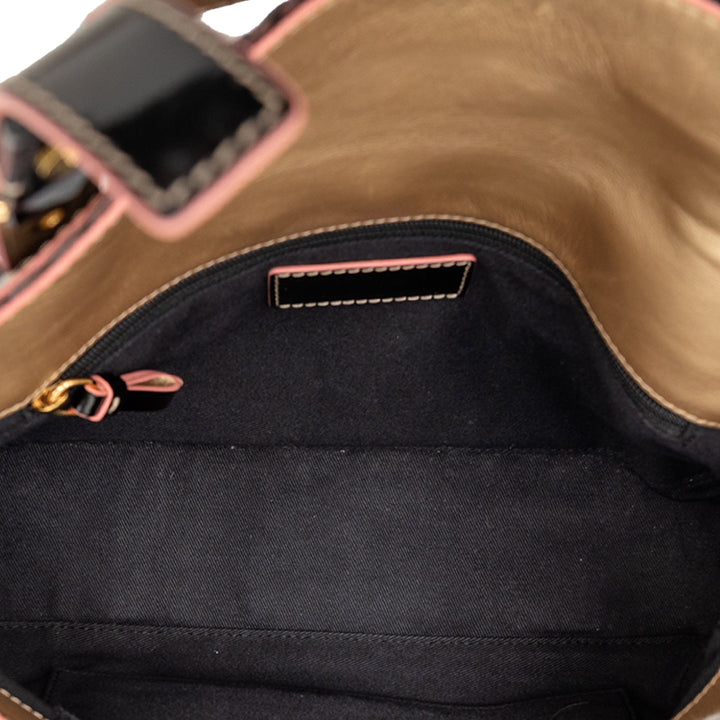LOEWE Sequins à finitions Anagram PVC Coated Toile Double Buckle à rabat Sac bandoulière