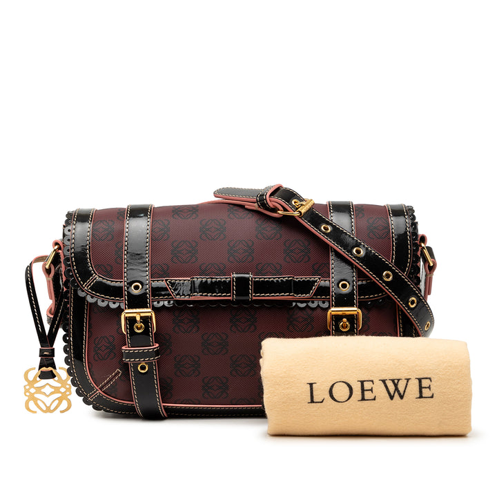 LOEWE Sequins à finitions Anagram PVC Coated Toile Double Buckle à rabat Sac bandoulière