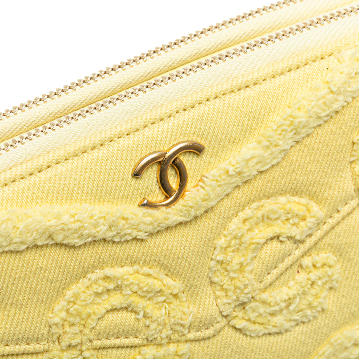 Denim Coco Fringe Double Zip Clutch with Chain Yellow - Gaby Paris