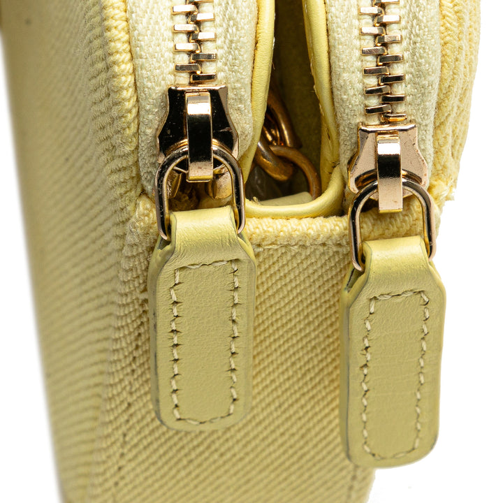 Denim Coco Fringe Double Zip Clutch with Chain Yellow - Gaby Paris