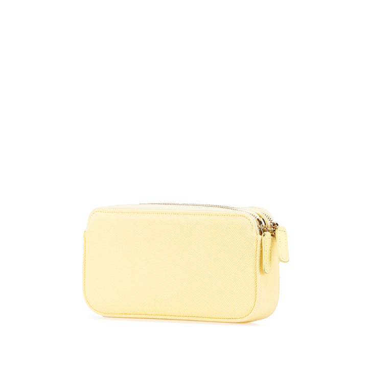 Denim Coco Fringe Double Zip Clutch with Chain Yellow - Gaby Paris