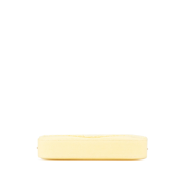 Denim Coco Fringe Double Zip Clutch with Chain Yellow - Gaby Paris