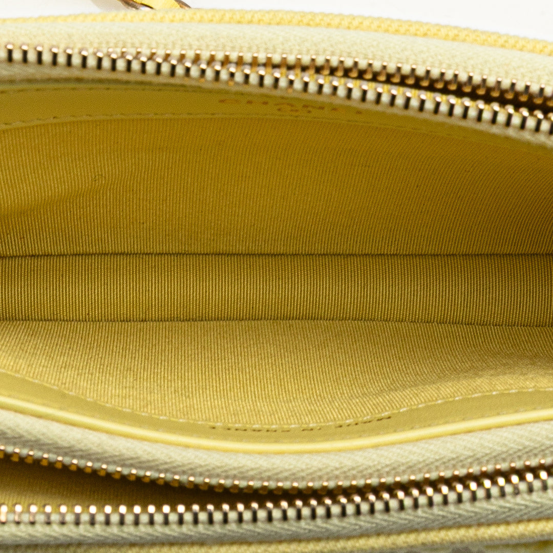 Denim Coco Fringe Double Zip Clutch with Chain Yellow - Gaby Paris