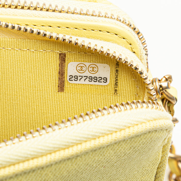 Denim Coco Fringe Double Zip Clutch with Chain Yellow - Gaby Paris