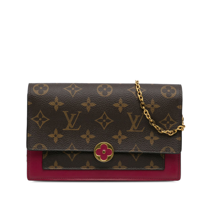 Monogram Flore Wallet On Chain Brown - Gaby Paris