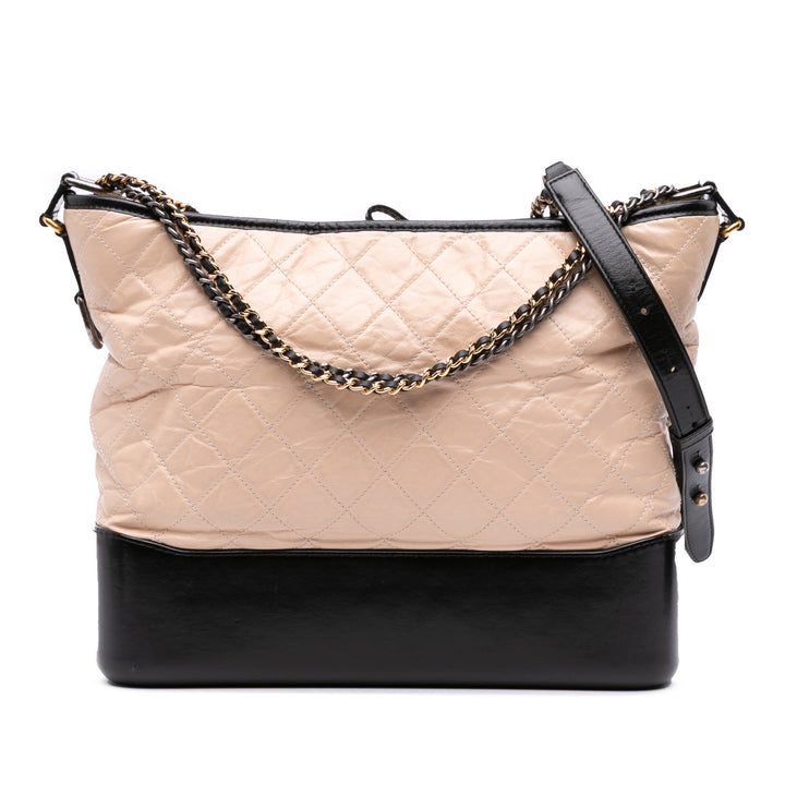 Chanel Large Aged Cuir de veau Gabrielle Sac porté croisé Marron