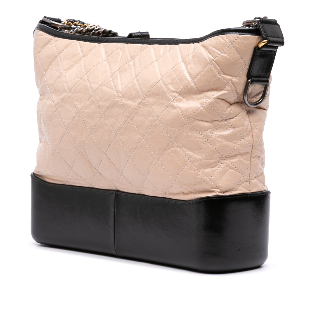 Chanel Large Aged Cuir de veau Gabrielle Sac porté croisé Marron
