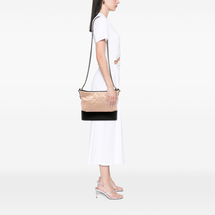 Chanel Large Aged Cuir de veau Gabrielle Sac porté croisé Marron
