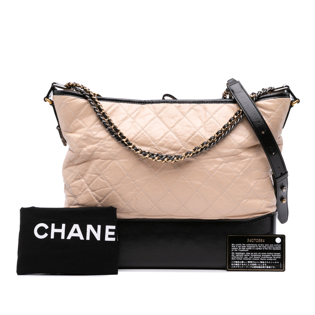 Chanel Large Aged Cuir de veau Gabrielle Sac porté croisé Marron
