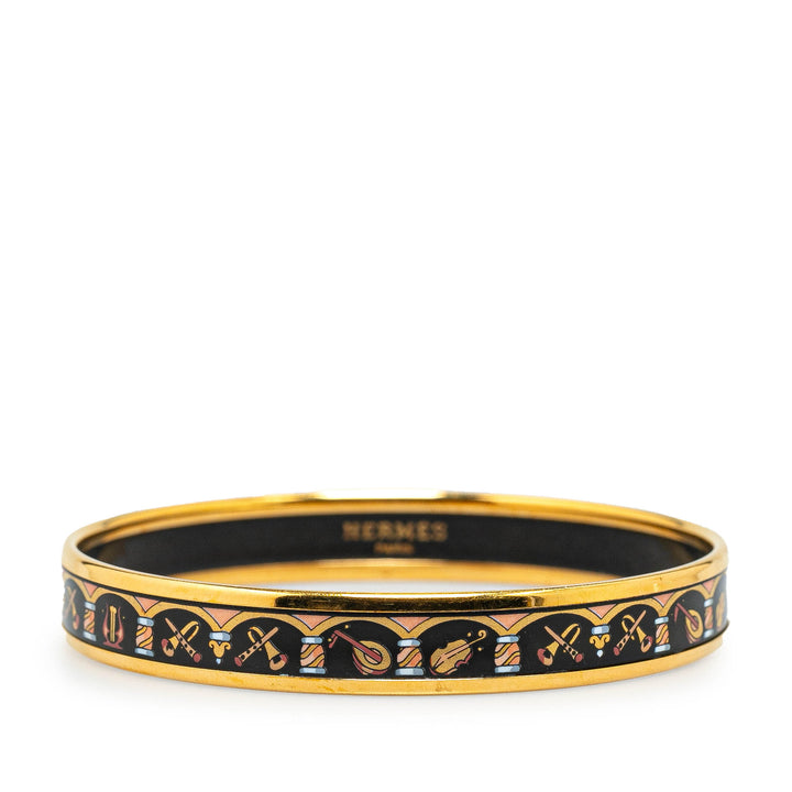 Narrow Musical Instruments Enamel Bangle 65 Black - Gaby Paris