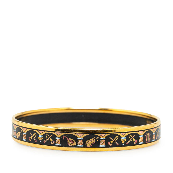 Narrow Musical Instruments Enamel Bangle 65 Black - Gaby Paris