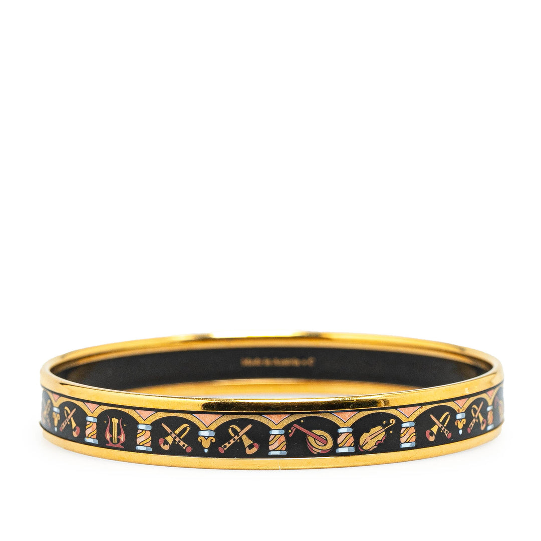 Narrow Musical Instruments Enamel Bangle 65 Black - Gaby Paris