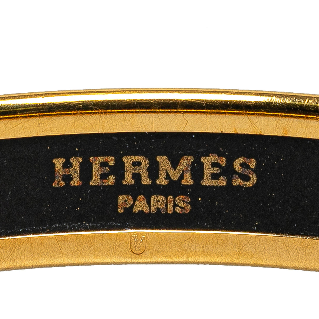 Hermès Narrow Musical Instruments Enamel Bangle 65 Black - GABY PARIS