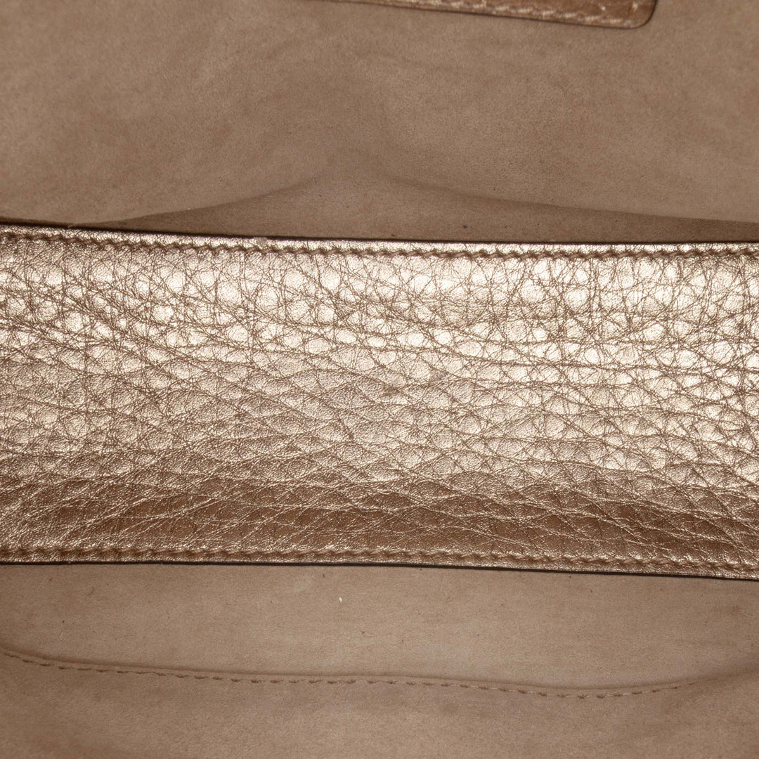 Small Metallic Grained Calfskin Cannage Supple Lady Dior Gold - Gaby Paris