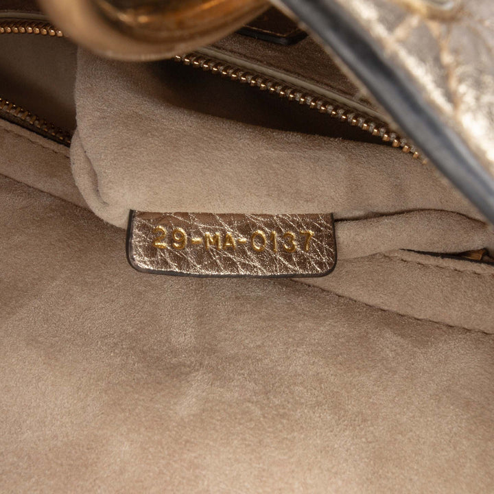 Small Metallic Grained Calfskin Cannage Supple Lady Dior Gold - Gaby Paris