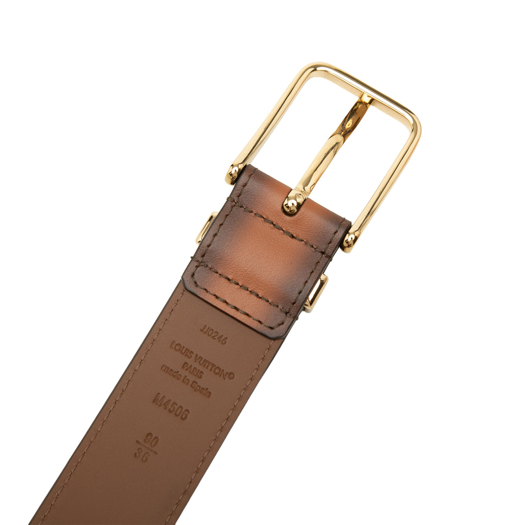 Patinated Pont Neuf Ceinture Cuir de veau Marron