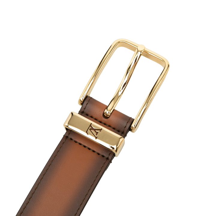 Patinated Pont Neuf Ceinture Cuir de veau Marron