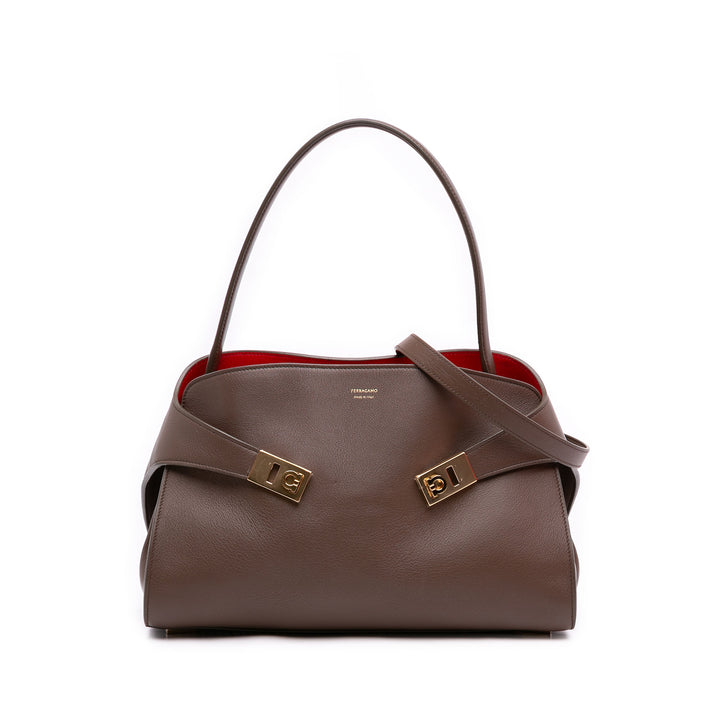 Bicolore Hug Sac Moyen Cuir de veau Marron