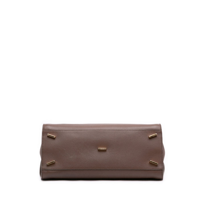 Bicolore Hug Sac Moyen Cuir de veau Marron