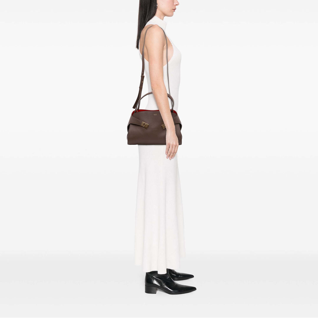 Bicolore Hug Sac Moyen Cuir de veau Marron