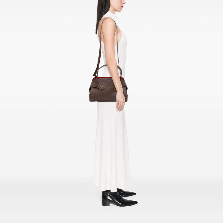 Bicolore Hug Sac Moyen Cuir de veau Marron