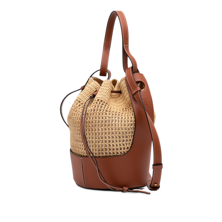 LOEWE Small Raffia et Cuir de veau Balloon Bucket Sac