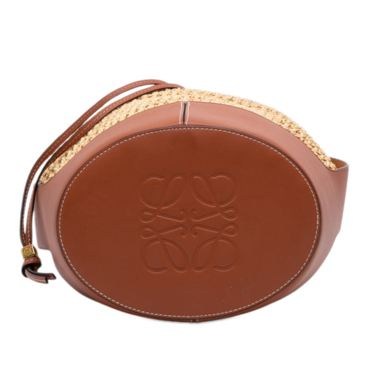 LOEWE Small Raffia et Cuir de veau Balloon Bucket Sac