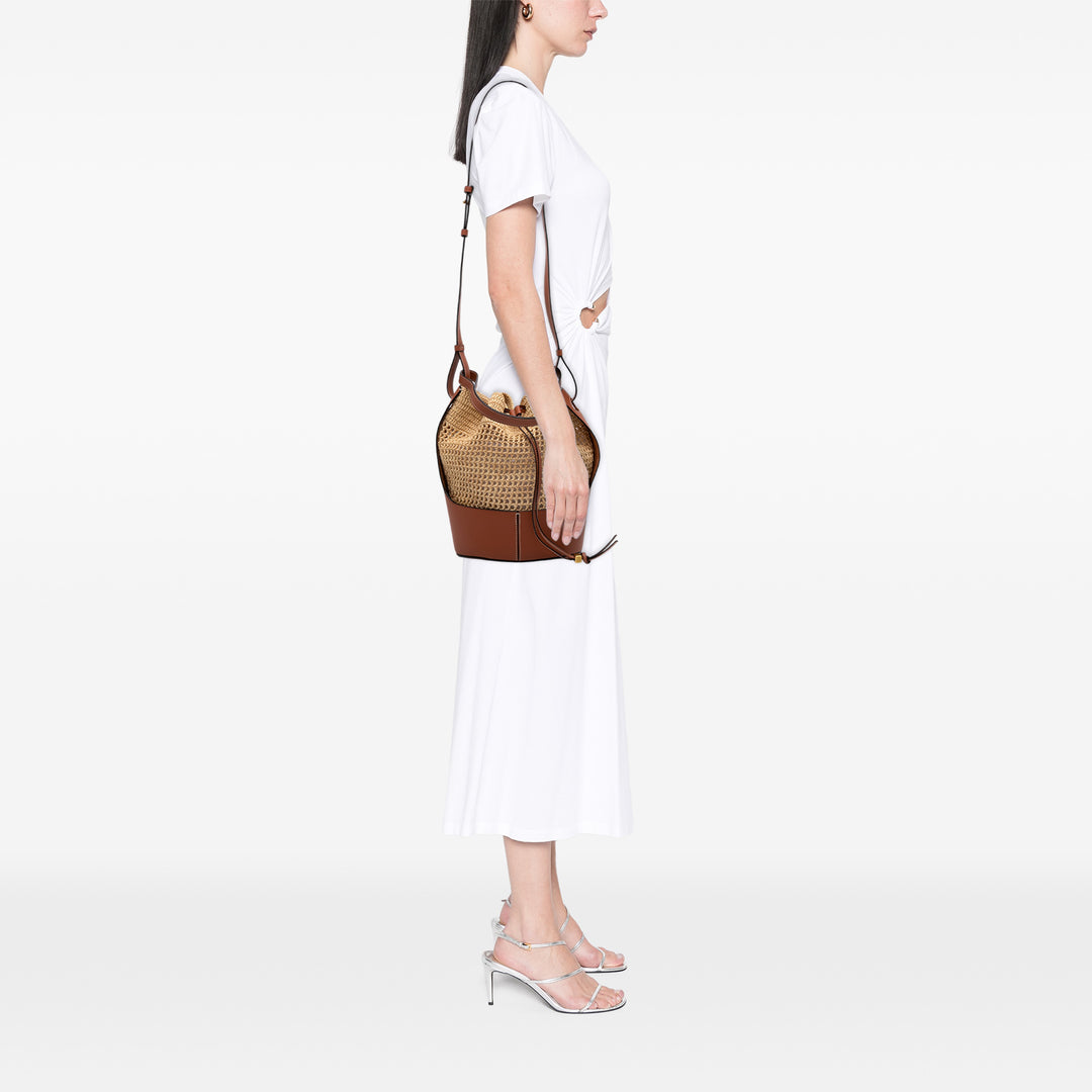 LOEWE Small Raffia et Cuir de veau Balloon Bucket Sac