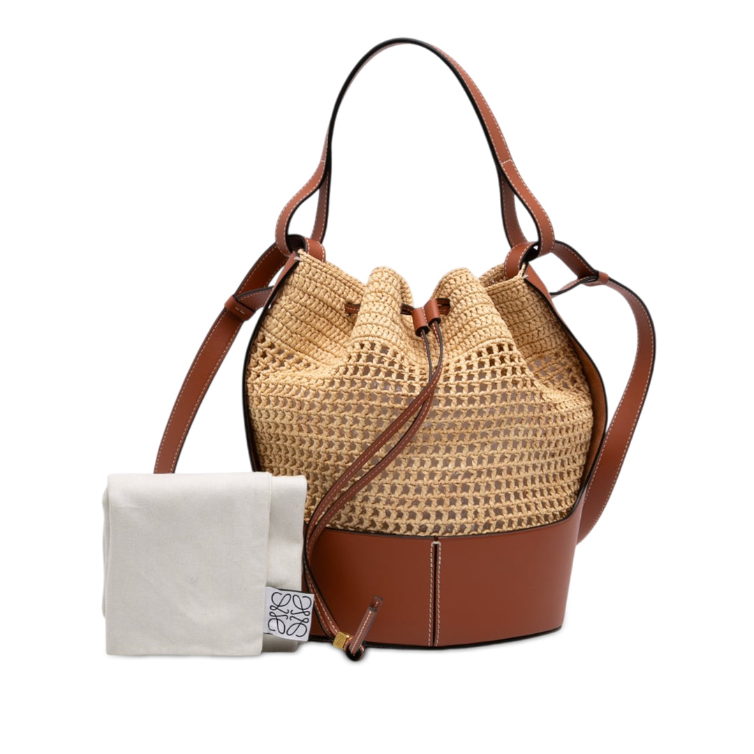 LOEWE Small Raffia et Cuir de veau Balloon Bucket Sac
