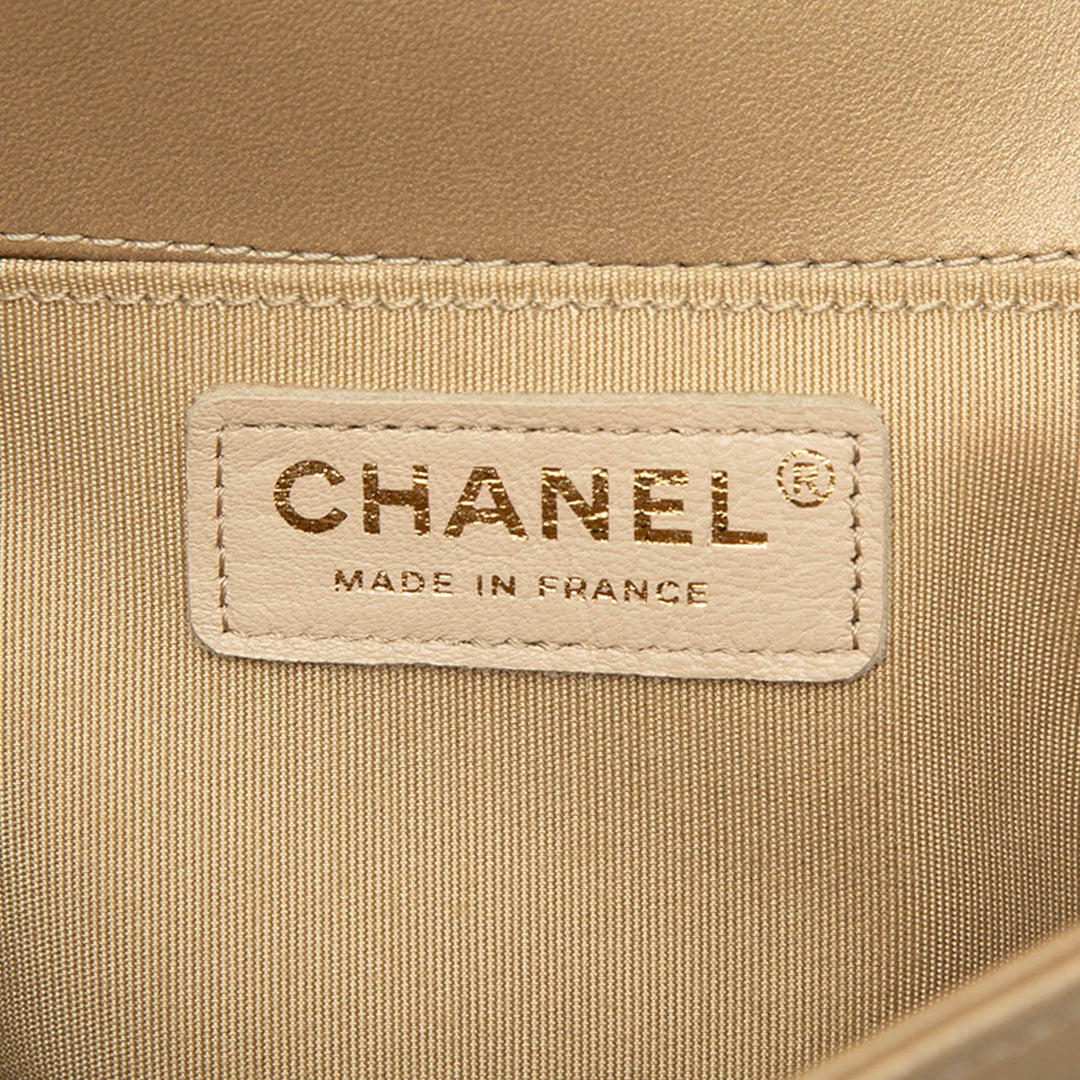 Chanel Old Medium Braided Metallic Cuir d’agneau Boy à rabat