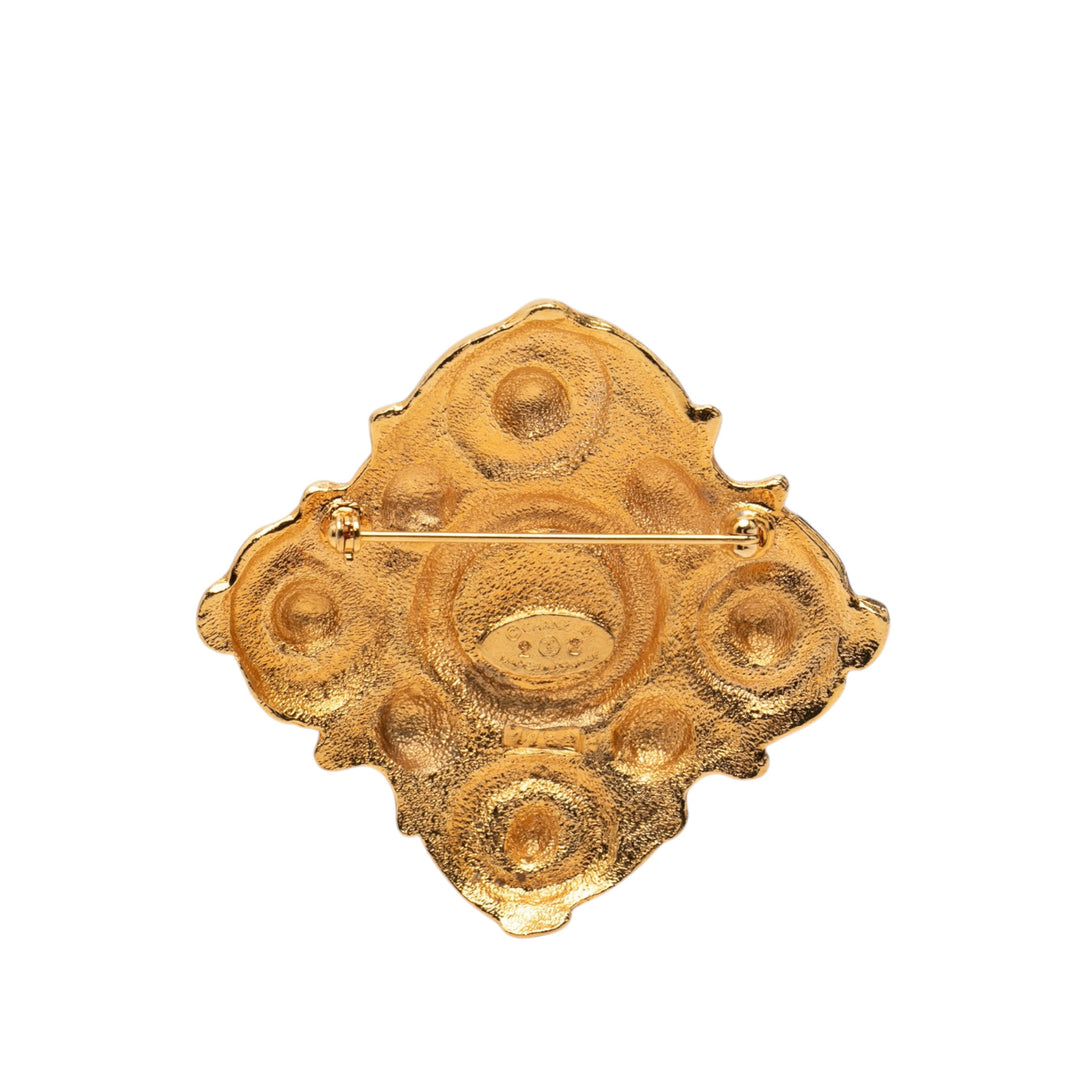 Chanel plaqué Rhombus Perles fantaisie Broche Métal