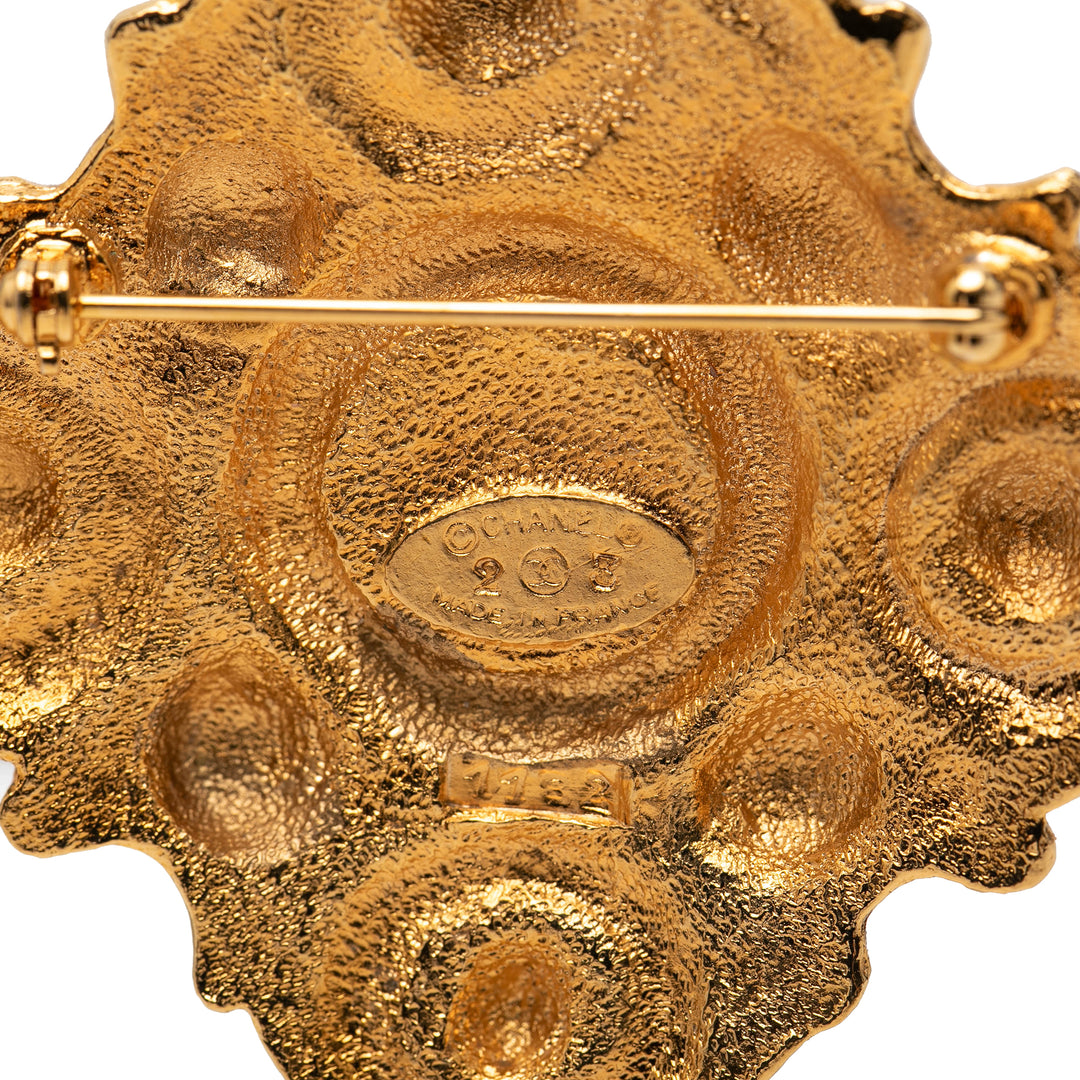 Chanel plaqué Rhombus Perles fantaisie Broche Métal
