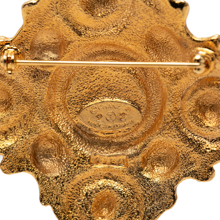Chanel plaqué Rhombus Perles fantaisie Broche Métal
