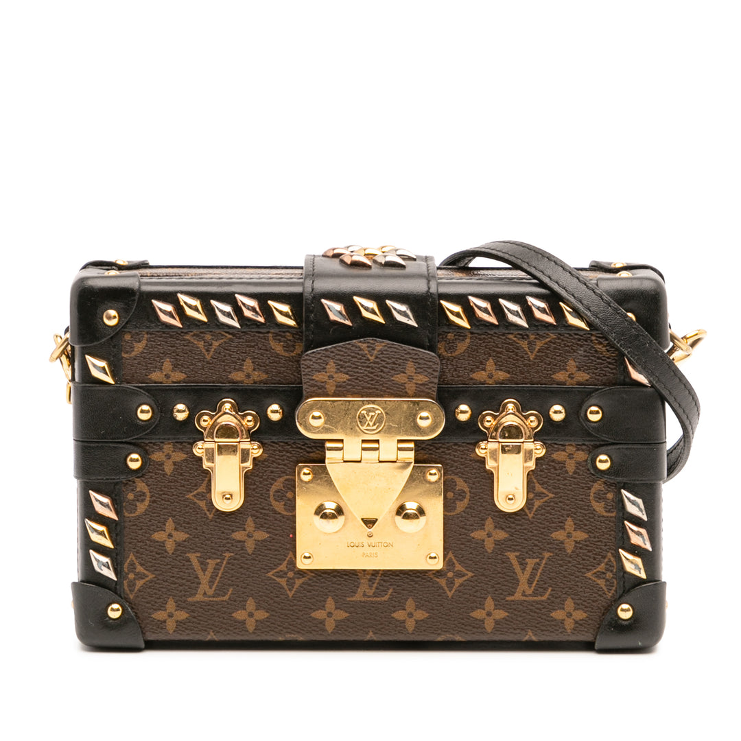 Monogram Studded Petite Malle Brown - Gaby Paris