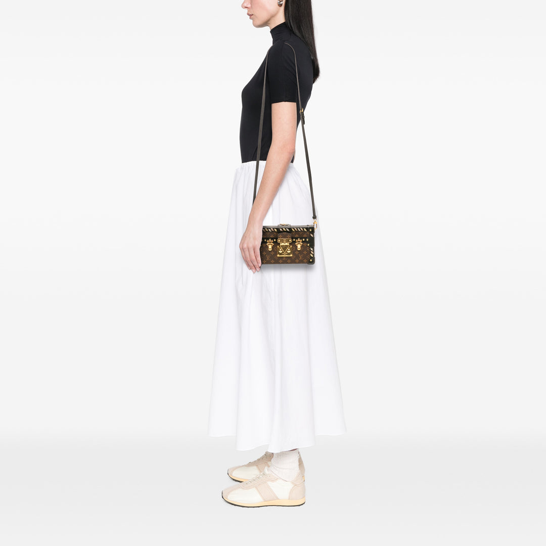 Monogram Studded Petite Malle Brown - Gaby Paris
