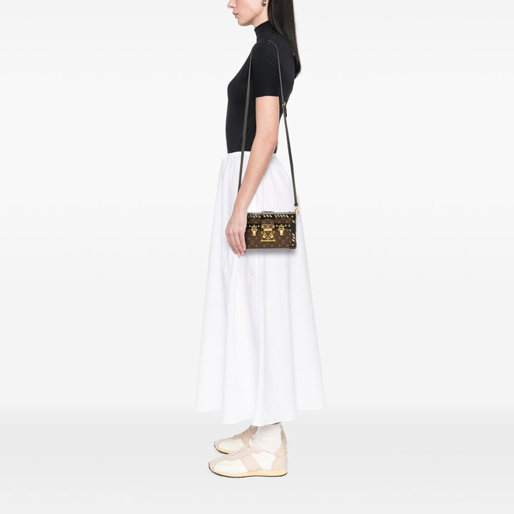Monogram Studded Petite Malle Brown - Gaby Paris