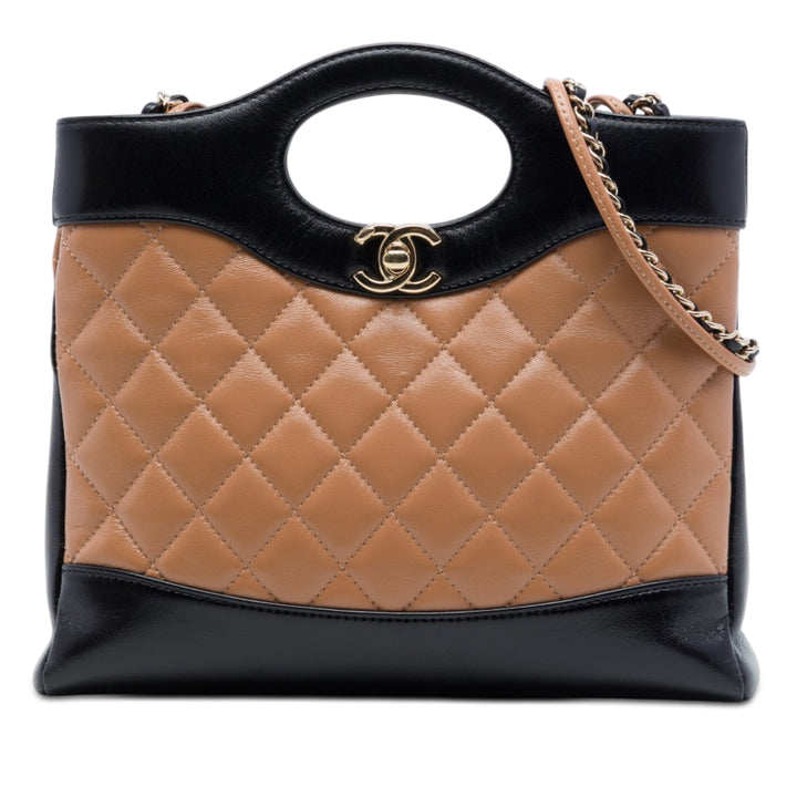 Chanel Mini Bicolor Matelassé Cuir d'agneau 31 Shopping Sac