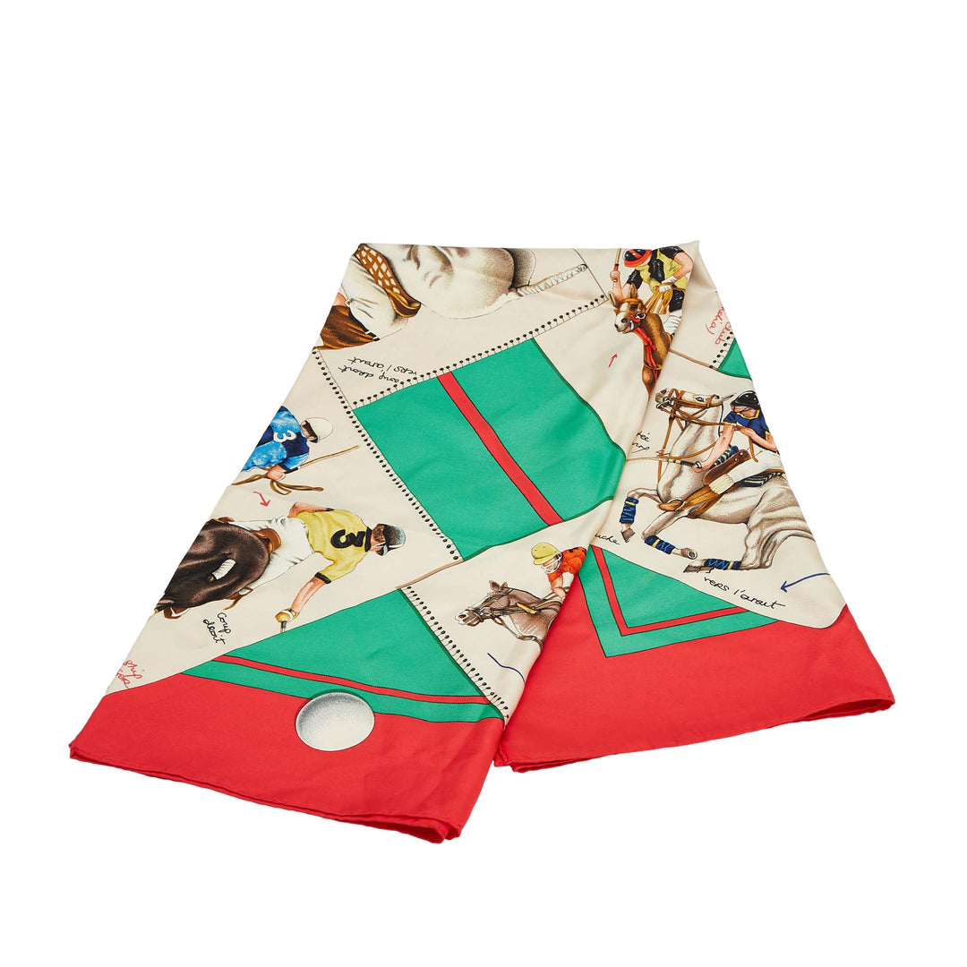 Hermès Le Monde du Polo Soie Foulard Vert – GABY PARIS Authentique
