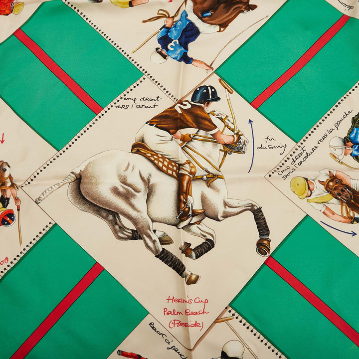 Hermès Le Monde du Polo Soie Foulard Vert – GABY PARIS Authentique