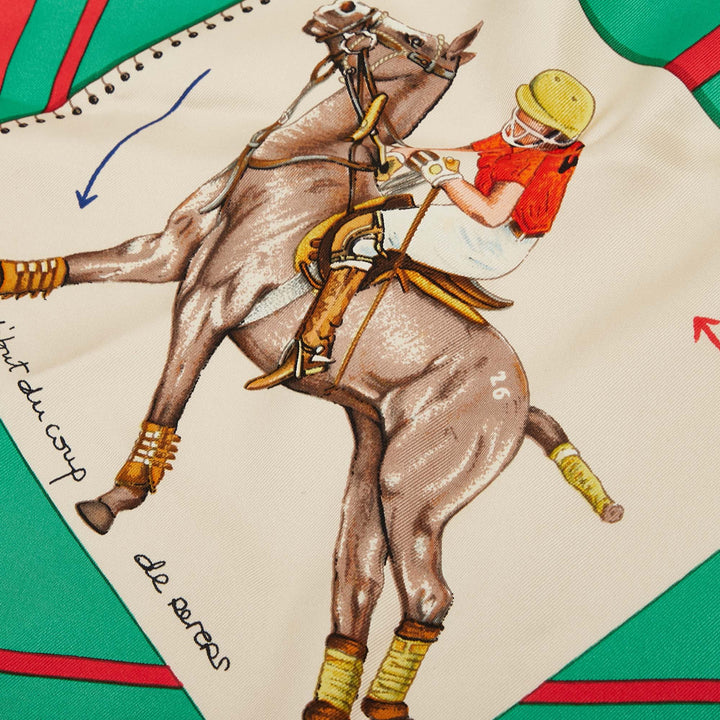 Hermès Le Monde du Polo Soie Foulard Vert – GABY PARIS Authentique