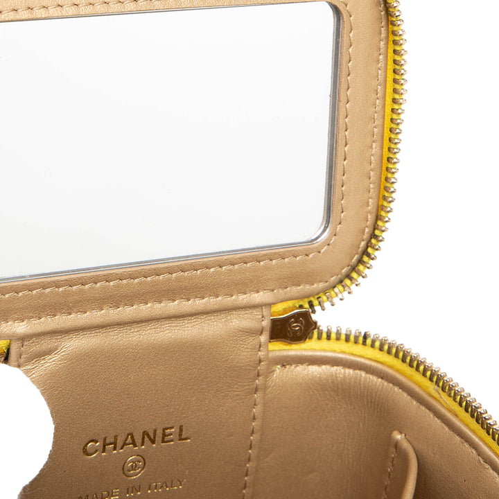 CC Matelassé Vanity avec chaîne Mini Cuir d'agneau Jaune