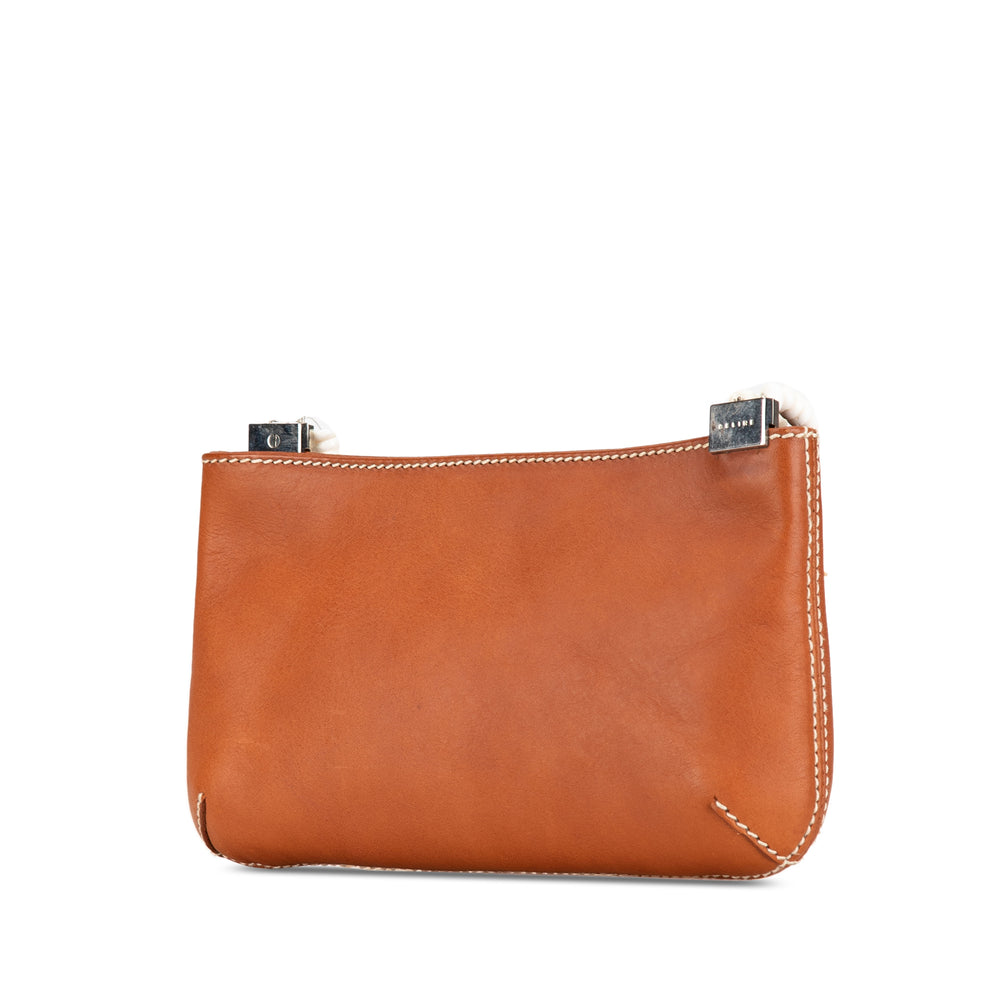 Calfskin Shell Strap Shoulder Bag Brown - Gaby Paris