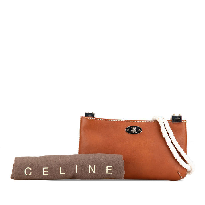 Calfskin Shell Strap Shoulder Bag Brown - Gaby Paris