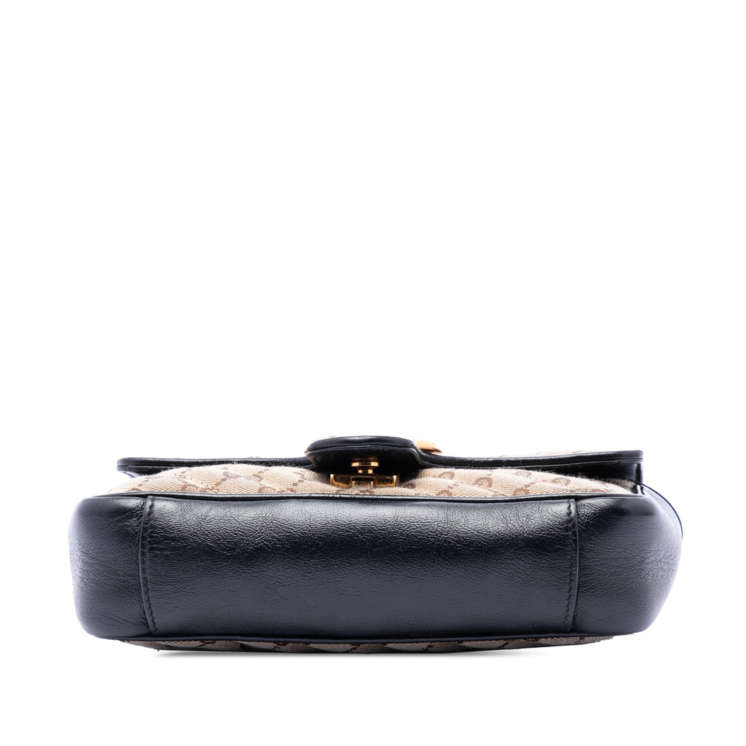 Gucci Small GG Marmont Matelasse Diagonal GG Toile et Cuir Sac bandoulière
