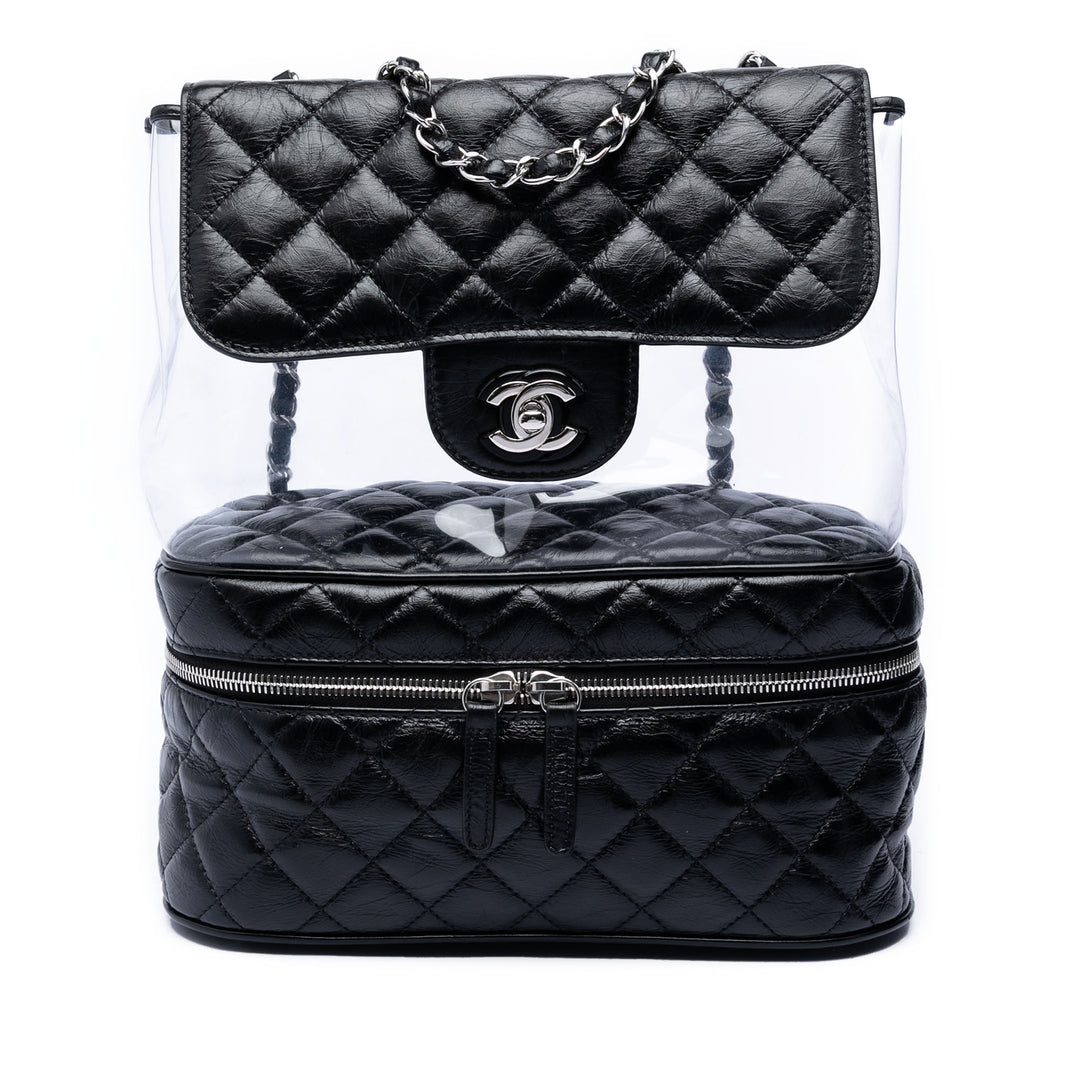 Chanel Matelassé et PVC Aquarium Sac Cuir d'agneau