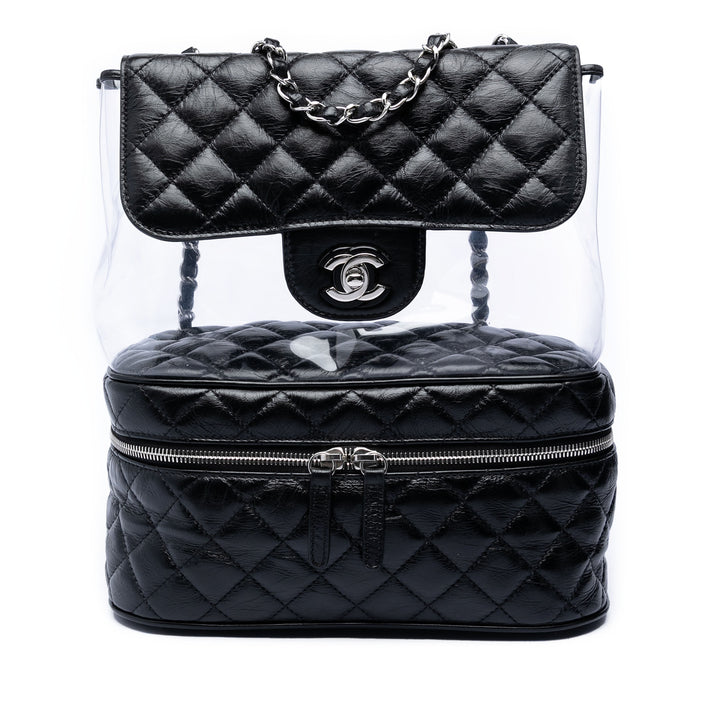 Chanel Matelassé et PVC Aquarium Sac Cuir d'agneau