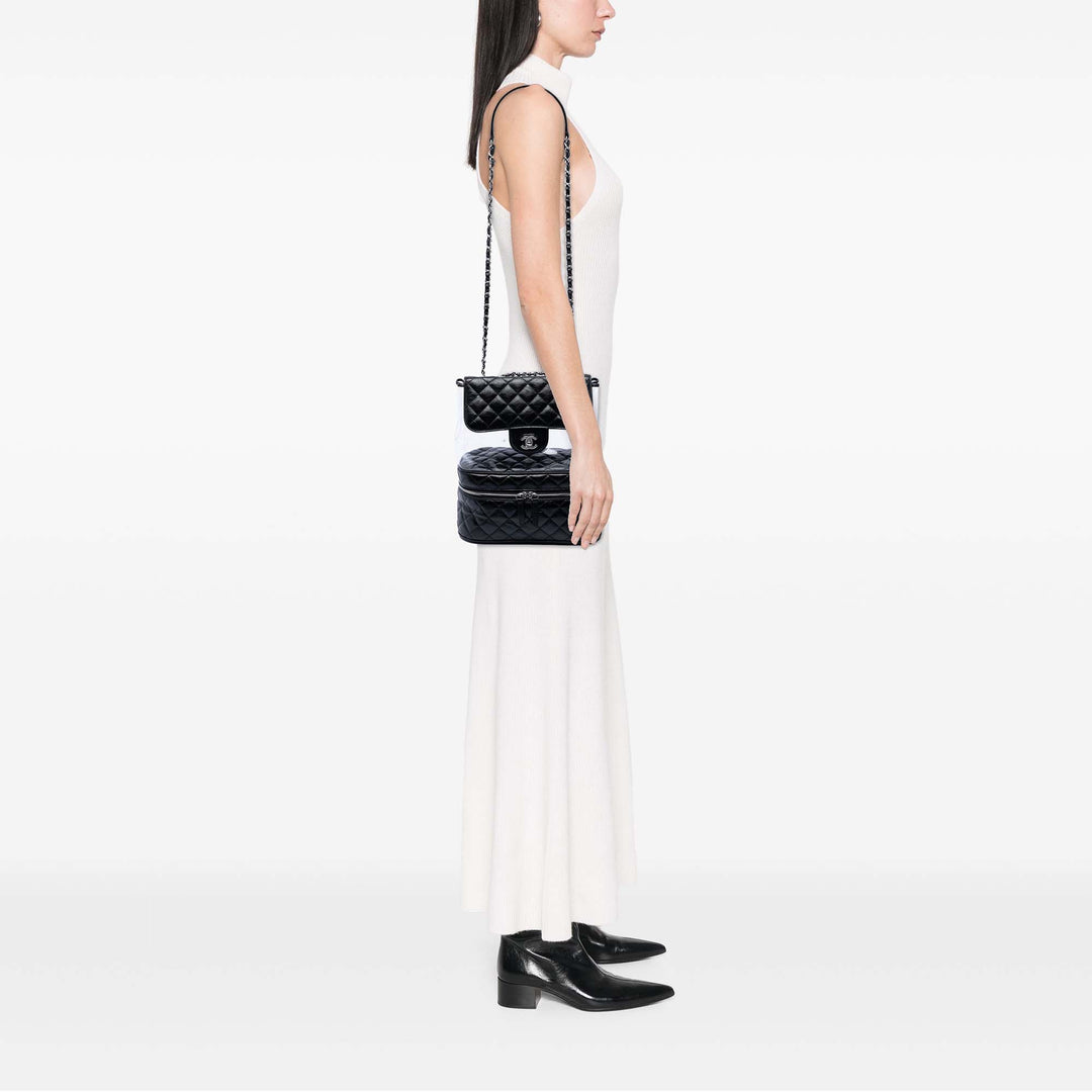 Chanel Matelassé et PVC Aquarium Sac Cuir d'agneau