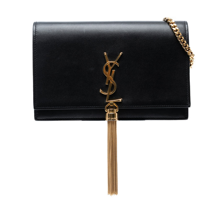 Saint Laurent Smooth Cuir de veau Monogram Kate Tassel Chain Wallet Noir