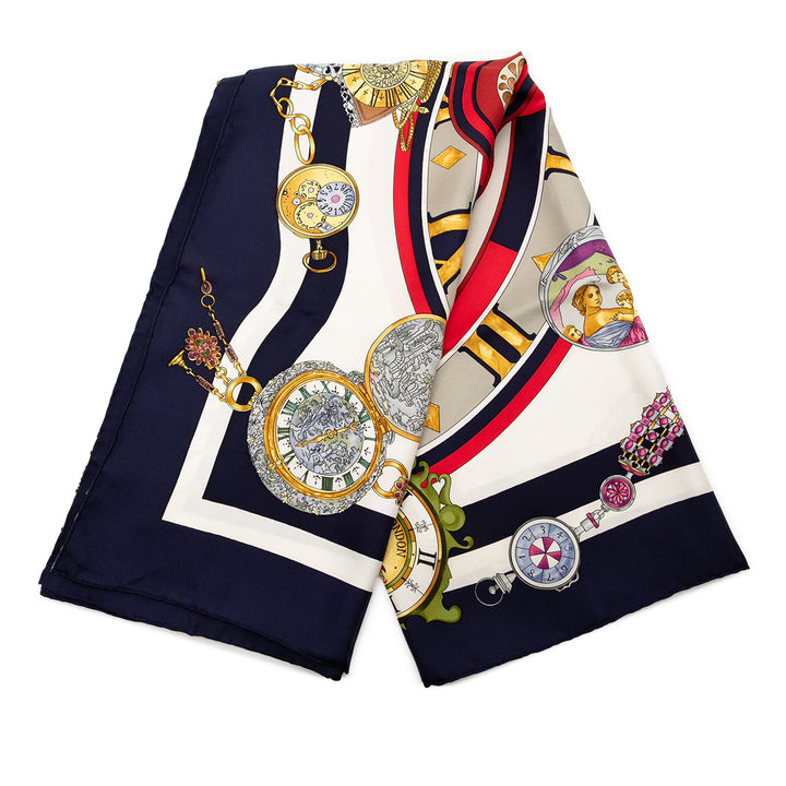 Hermès Parmi les Fleurs je Compte les Heures Soie Foulard Bleu – GABY PARIS Authentique